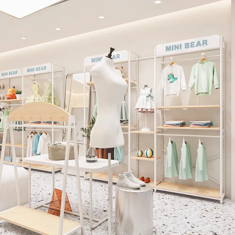 custom.Modern Practical Kids Clothing Store Interior Design Fixtures Adjustable Children's Clothing Rack Stores