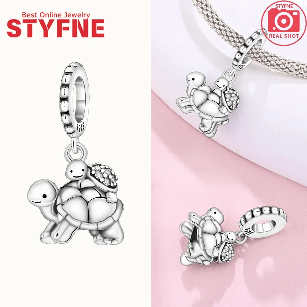 Silver-Plated Blue Flower Turtle Charms for Bracelets