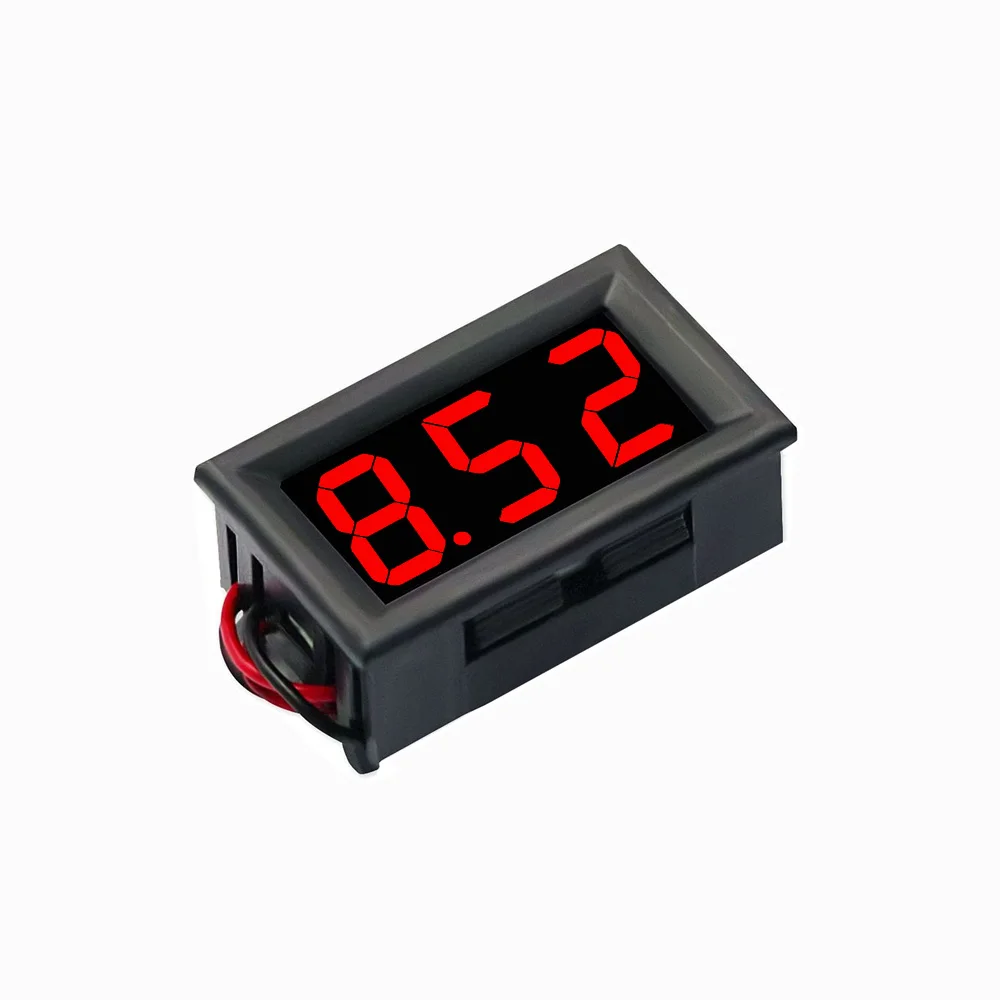 Diymore 10-Pack Mini DC 2.5~30V Digital Voltage Meter – 0.28" Red LED Panel Display, 2-Wire, For Car, Motorcycle, And Battery Monitoring
