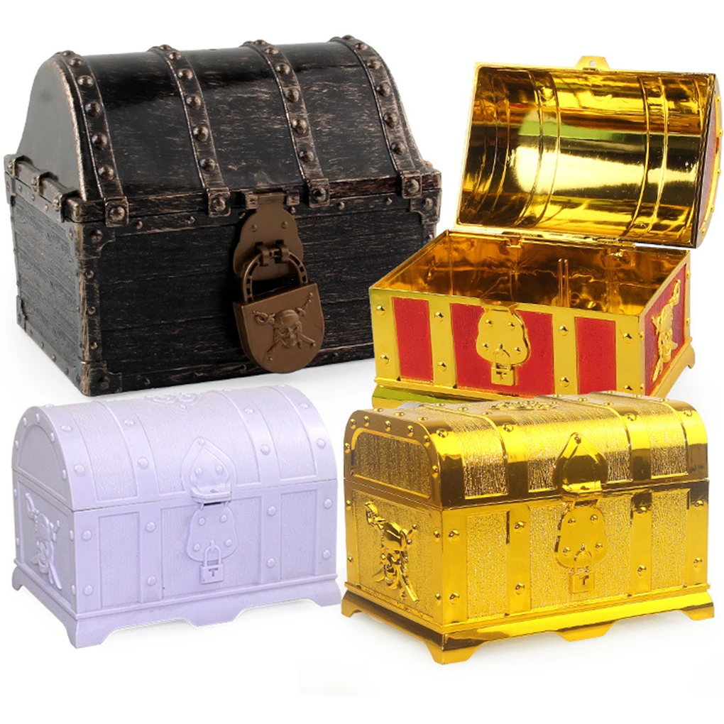 Pirate Treasure Chest Plastic Treasures Box Durable Pretend Toys Decor