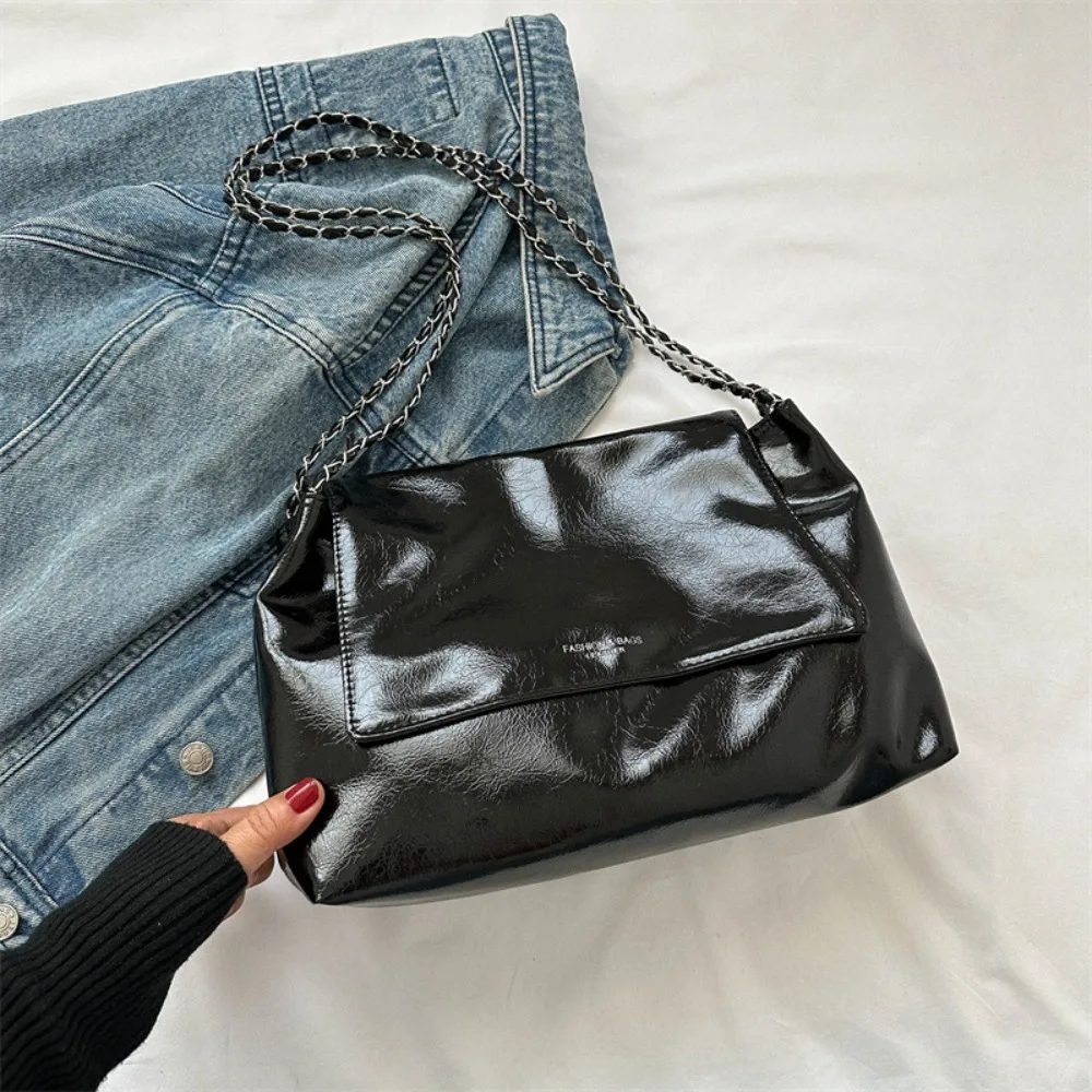 

Fashion Large Capacity Crossbody Bag Single Shoulder Chain Strap Tote Bag PU Material Solid Color Women's Bag