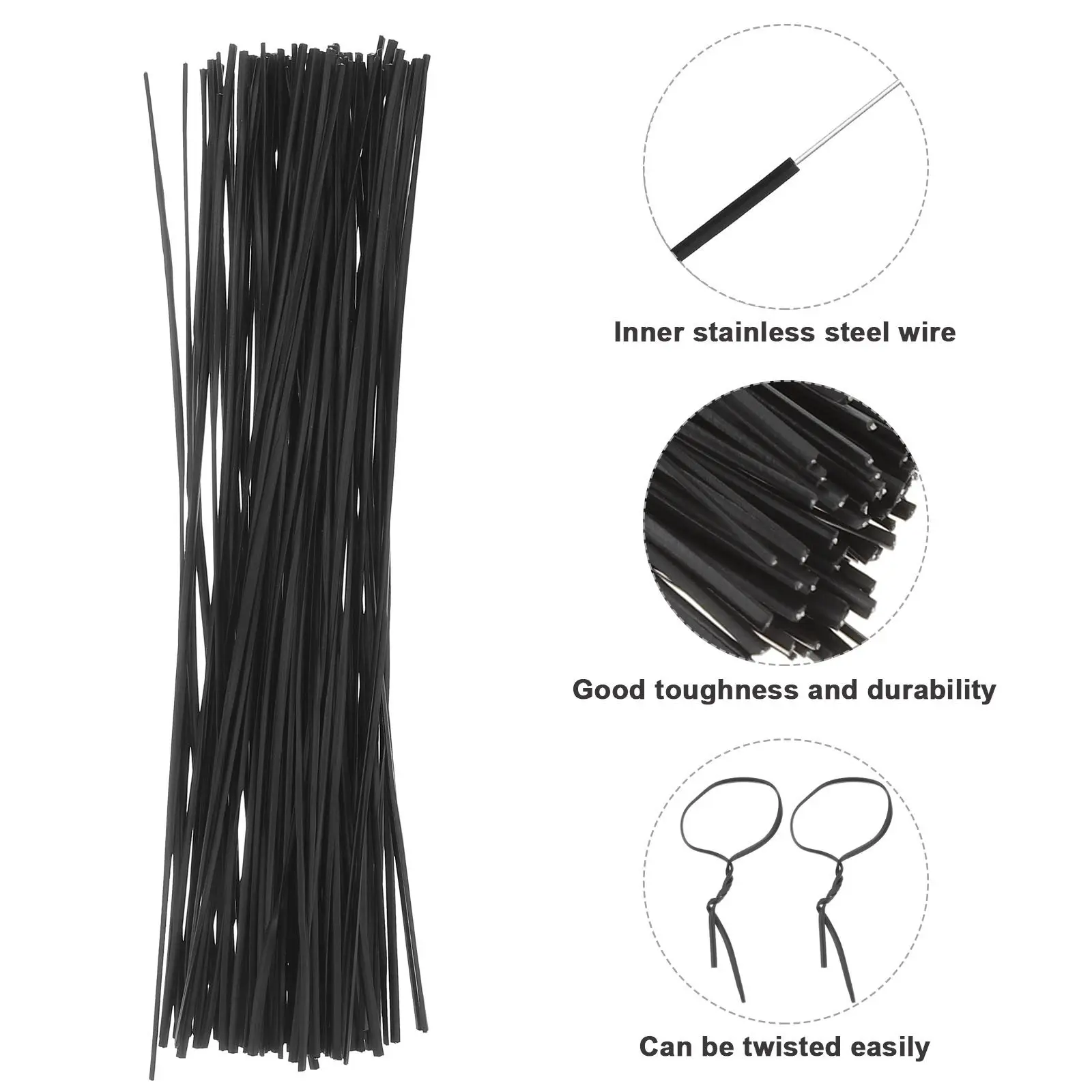 500Pcs 15Cm Garden Flexible Tie Galvanized PVC-Coated Wire Ties Heavy Duty Cord Management Cable Wrap for Electronics Charging