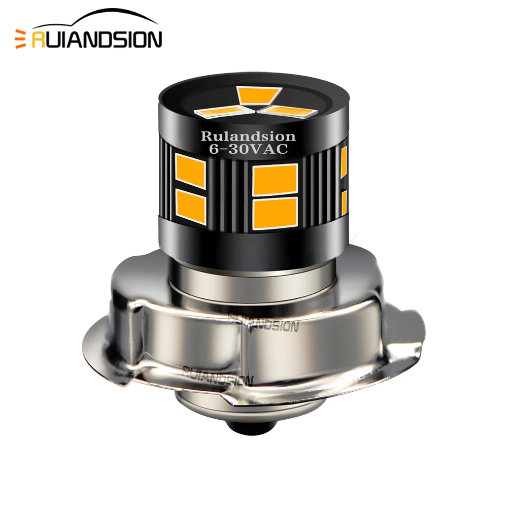 RUIANDSION 2x P26S LED AC6V Motorcycle Headlight Super Bright Driving Light DRL for Car Trailer Scooter E-bike Moped