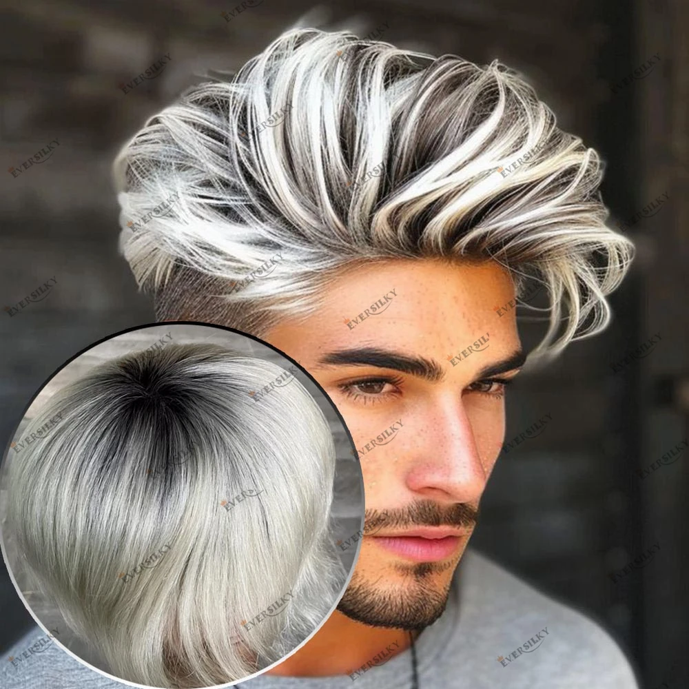 

Natural Black Bleached Blonde Men's Human Hair Full Lace Toupee Breathable Undetectable Swiss Lace Capillary Prosthesis Hairpiec