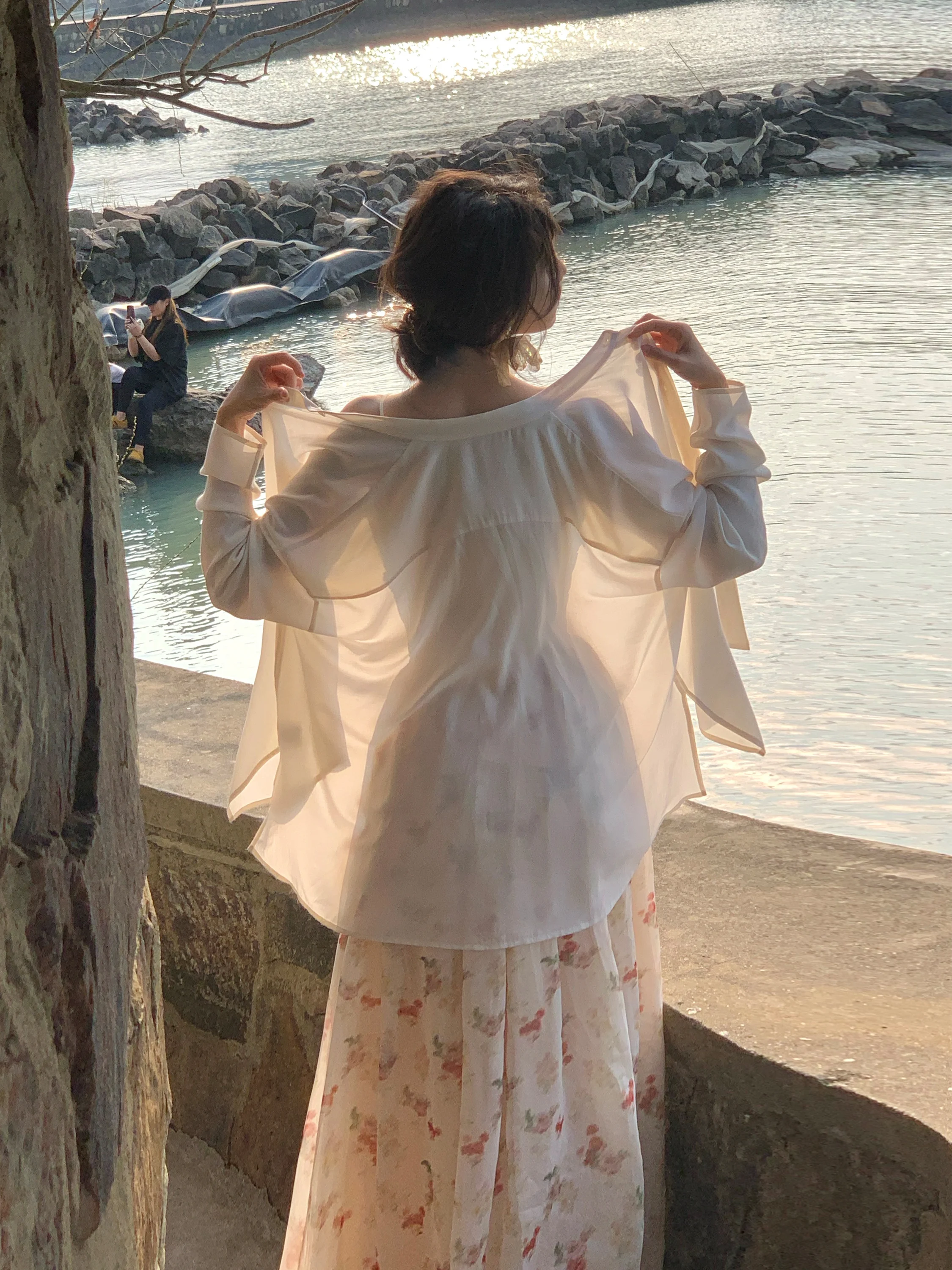 

Женский пастельно-белый irt V-Ne Commute Sle Long Sve, свободный крой, модный дизайн, солнцезащитный крем, новый топ на весну и лето