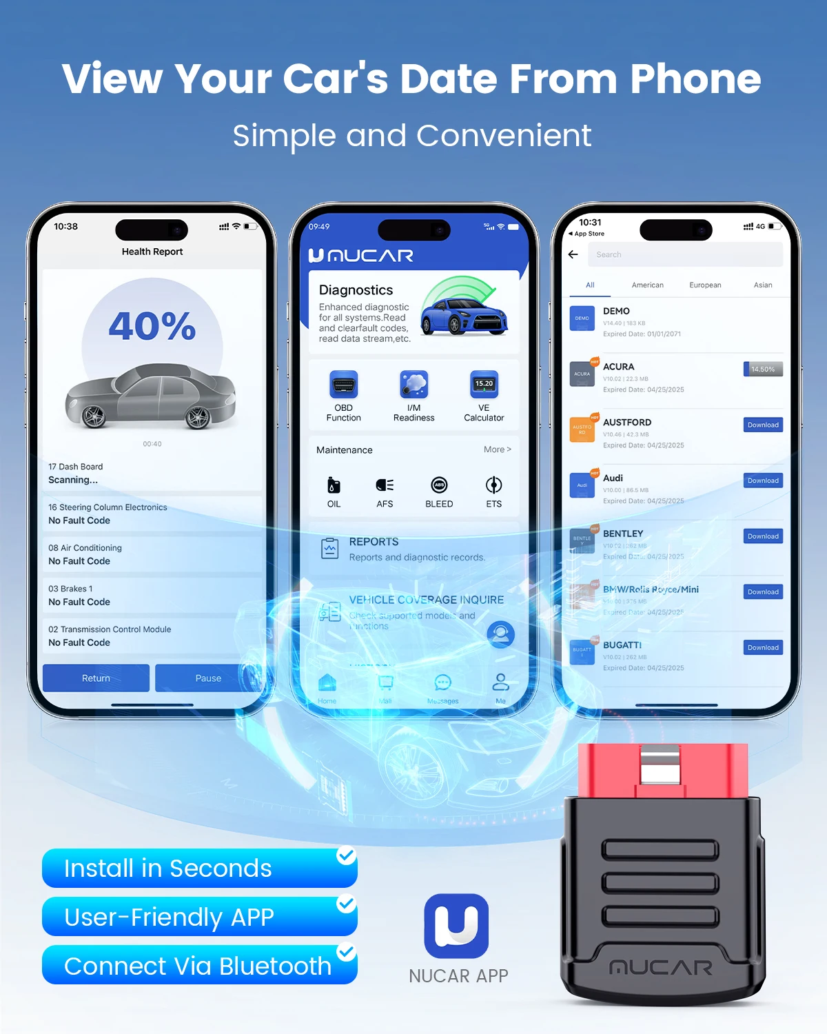 Mucar bt200/bt200 pro obd2 ferramenta de diagnóstico scanner carro, sistema completo ferramenta verificação automotiva livre óleo/sas 15 leitor