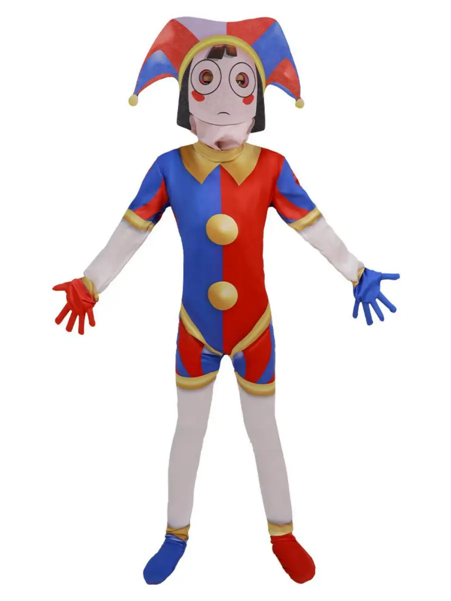 Zirkus Enger Onesie 5cos Clown Performance Kostüm Halloween Parni Milchseide Eng anliegender Onesie für Frauen Polyestermaterial
