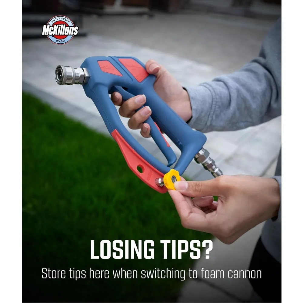 Drehbare Hochdruckreinigerpistole mit Schnellanschluss – max. 4000 PSI, Düsenhalter, knicksicheres Design