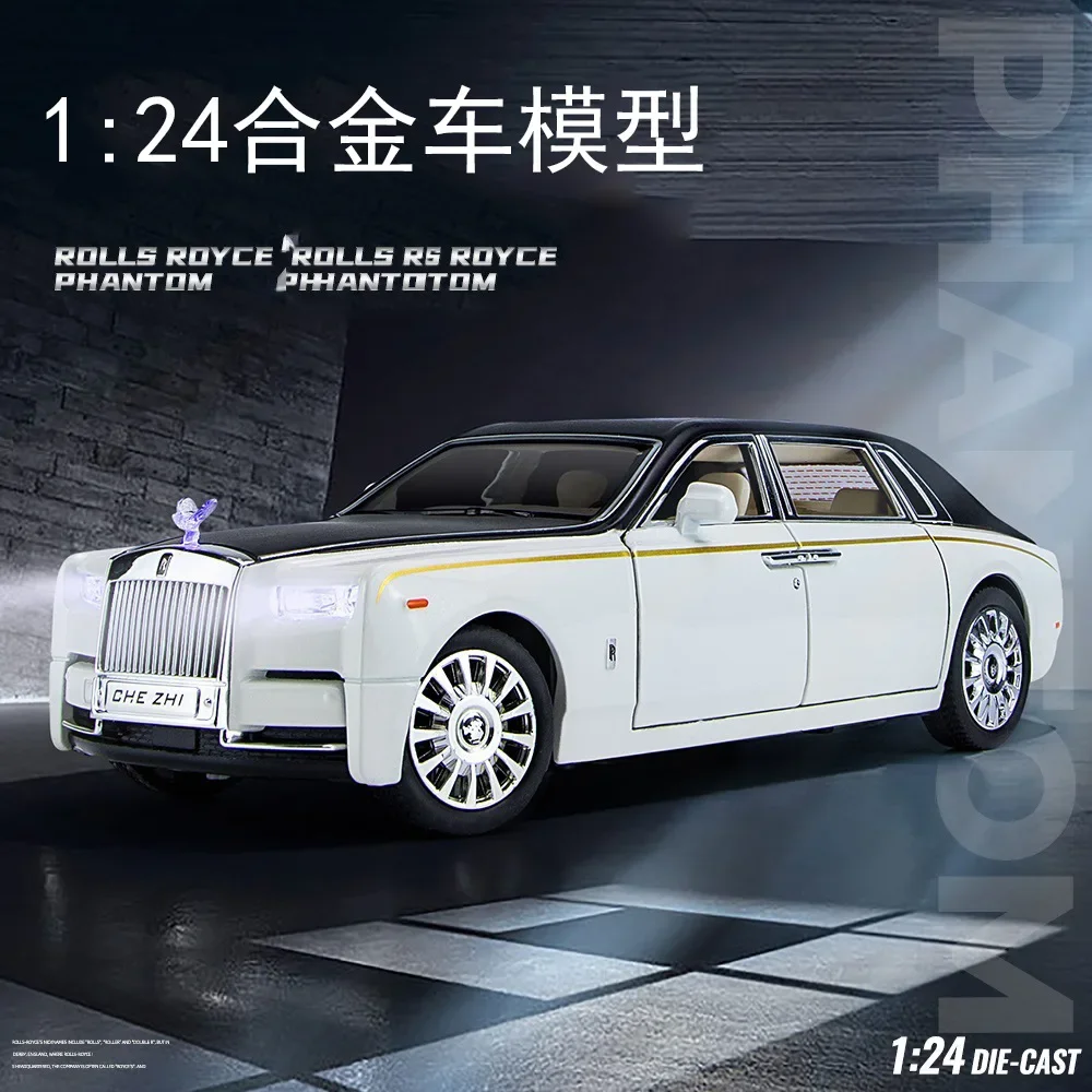 

Модель автомобиля в масштабе 1:24 Rolls-Royce Phantom звездное небо, имитация звука и оформления, модель автомобиля из сплава, украшение для мальчика, игрушечный автомобиль, подарок C33