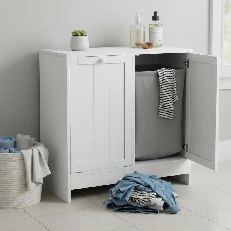 

Double Hamper Laundry Storage Cabinet - White