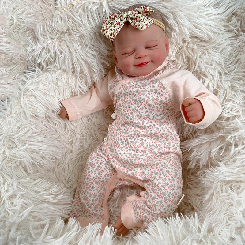 

49cm Sleeping Baby Doll Alisha Lifelike Cotton Body Girl Doll with Paitnted Hair Collectible Art Doll