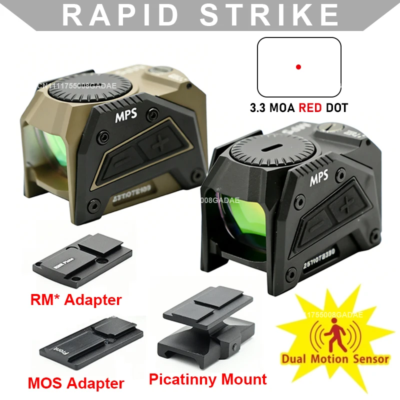 

MPS Mini Pistol Red Dot Sight 3 MOA Reflex Compact Optic Rifle Scope Fully Enclosed for Handgun Pistol MOS 20MM Picatinny Rail
