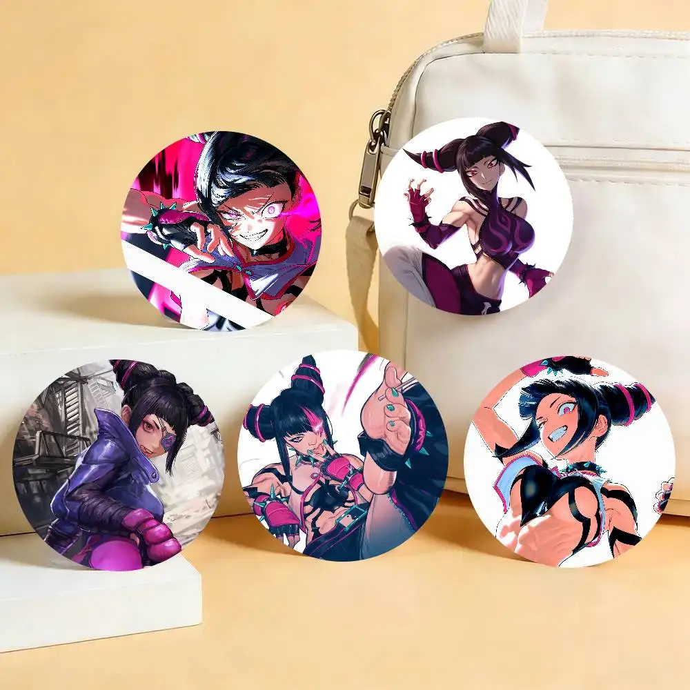 Game S-Street F-Fighter J-Juri Badge Tinplate Meme Round Brooch For Hat Bag Creative Lapel Jewelry Accessories Gifts
