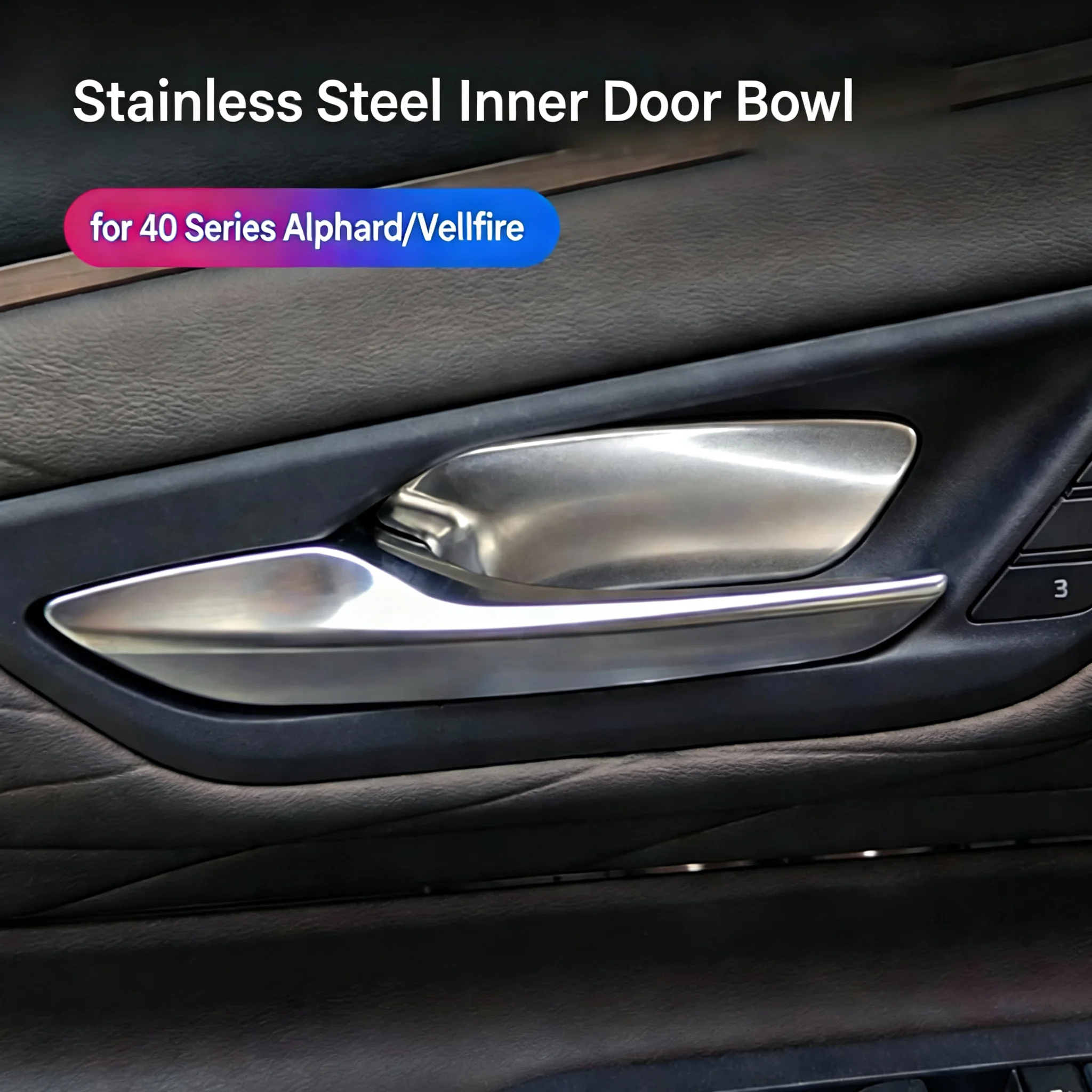 Car Door Handle Bowl Trim for Toyota Alphard Vellfire 40 Series Stainless Steel Inner Recess Inserts Interior Decoration Sticker