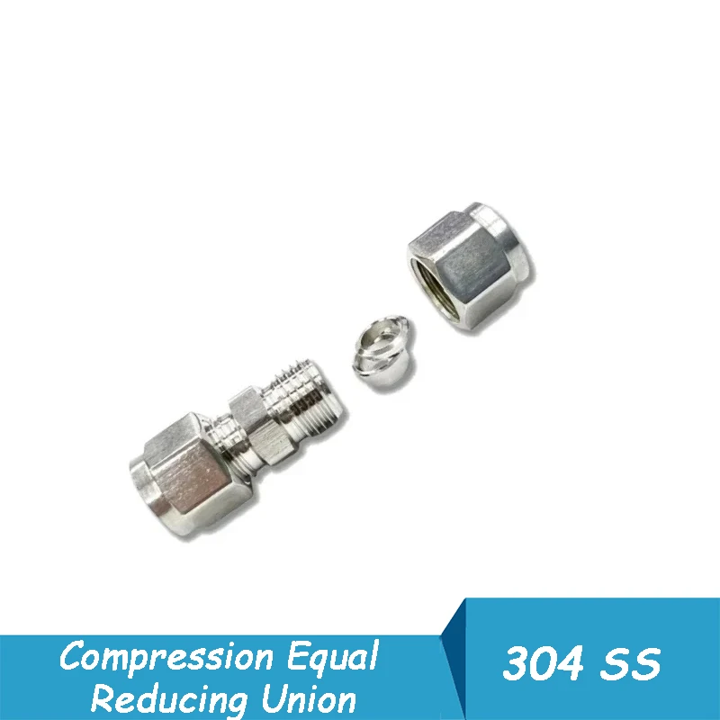 

304 Stainless Steel Compression Equal Reducing Union 3 4 6 8 10 12 14 16mm 1/8" 1/4" 3/8" 1/2" OD Pipe Double Ferrules Connector