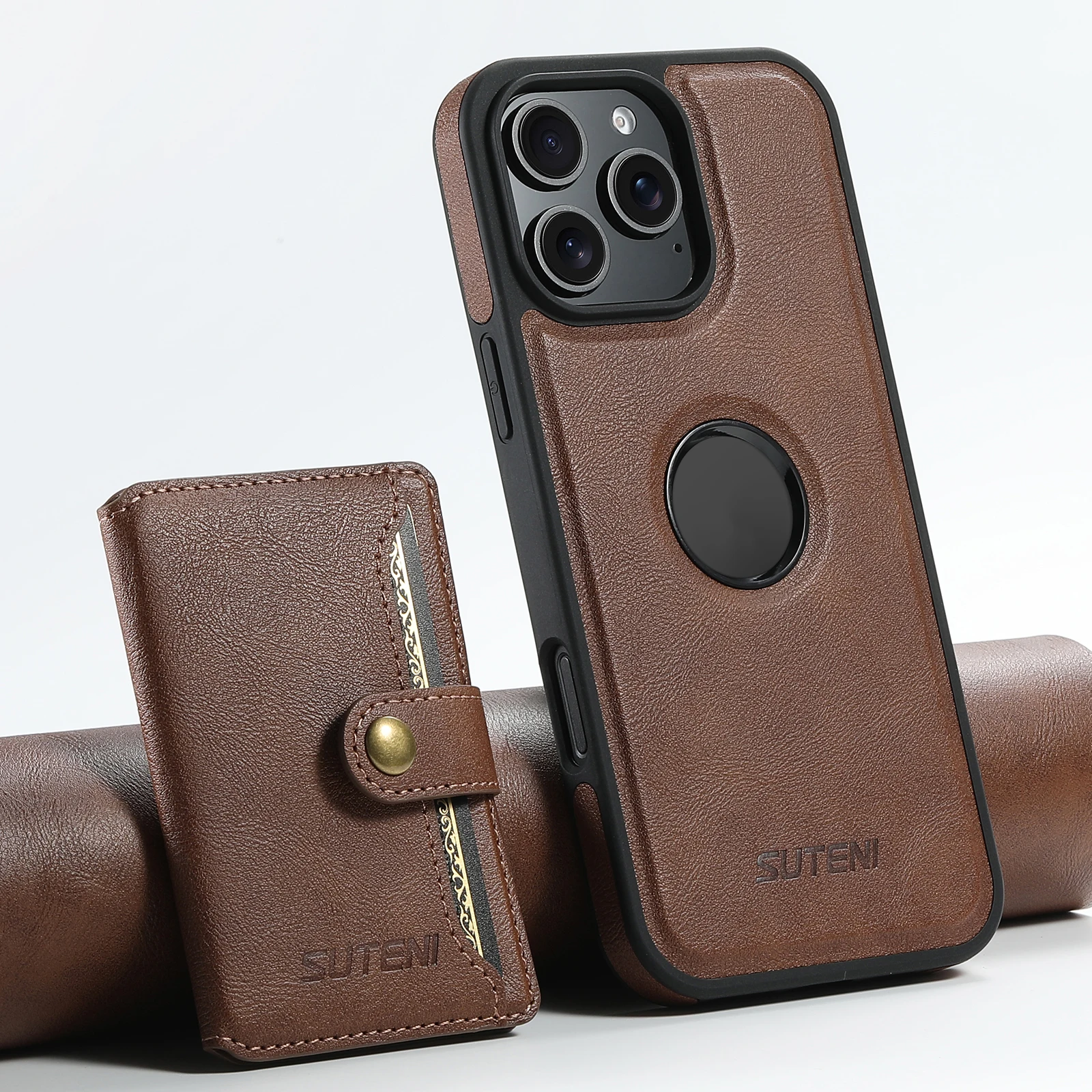 Kabelloses Laden Kunstleder Magnetknopf Kartenhalter Ständer Handyhülle 2-in-1 Brieftasche für iPhone 18 Pro Max 17 16 Plus 15 14