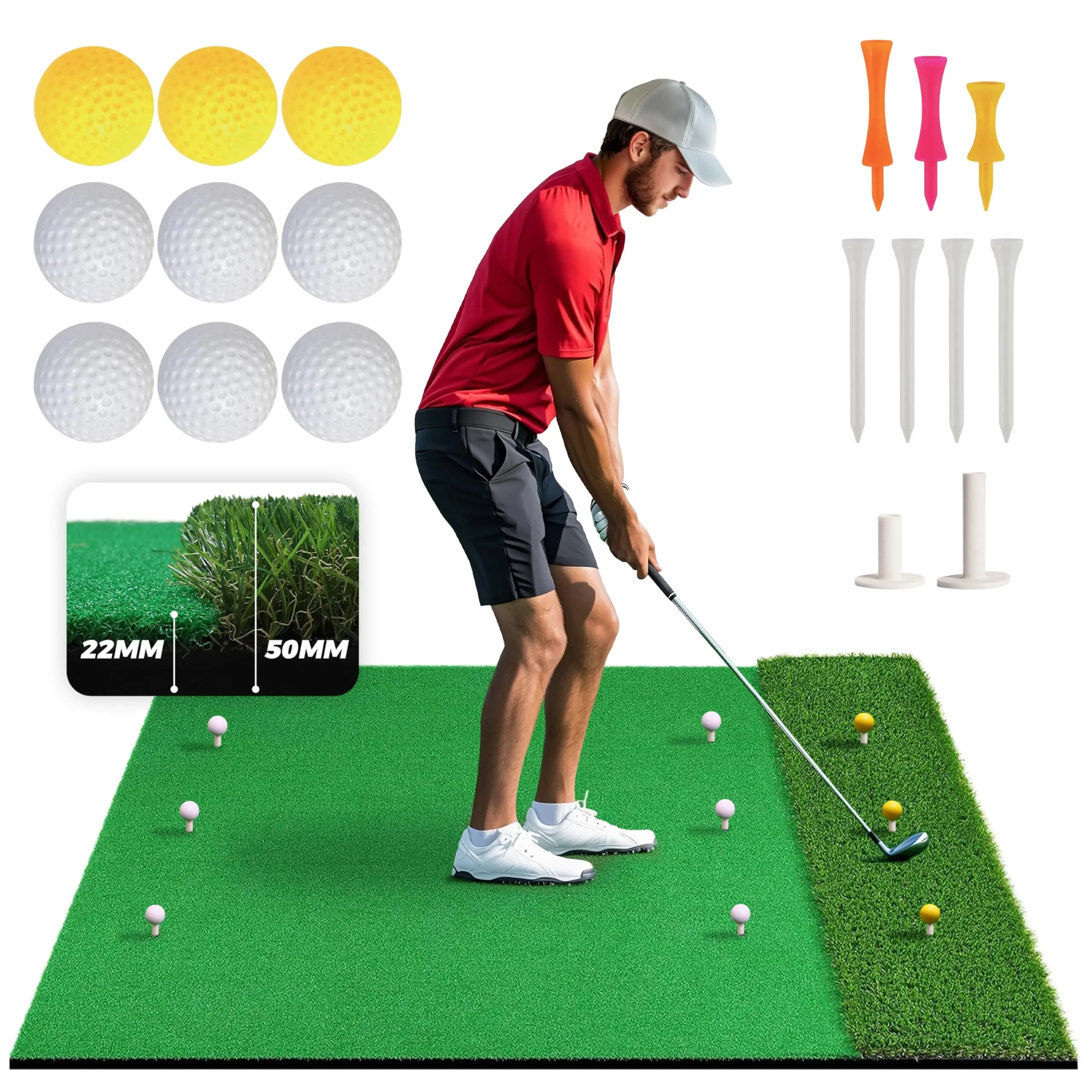 5x4ft Dual-Turf Golf Mat Sports Thick EVA Base Rough And Fairway Surfaces 10mm EVA for Golf Practice And Training