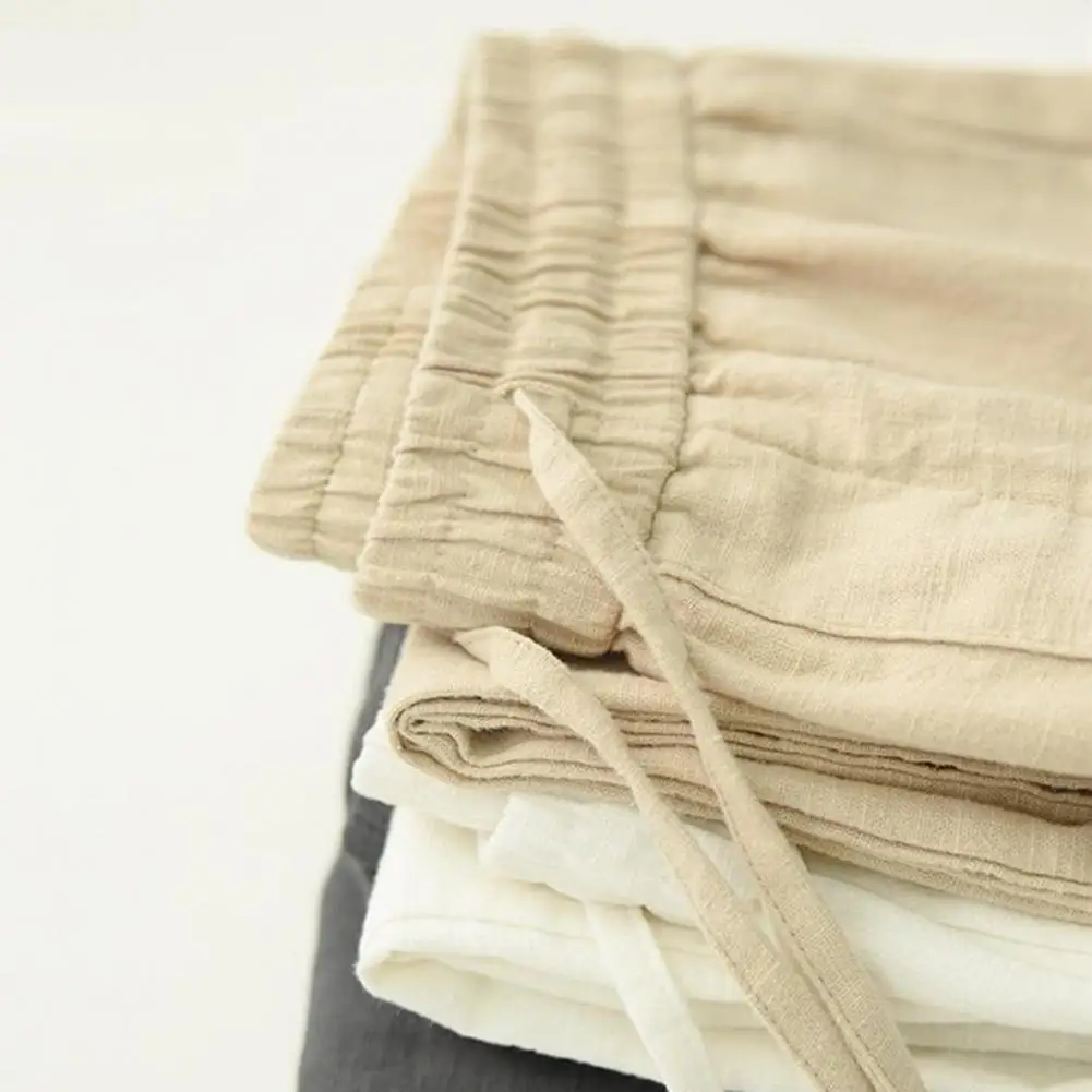 الرجال القطن الكتان السراويل الذكور الخريف جديد تنفس بلون الكتان السراويل اللياقة البدنية الشارع الشهير الكتان السراويل الرجال عادية