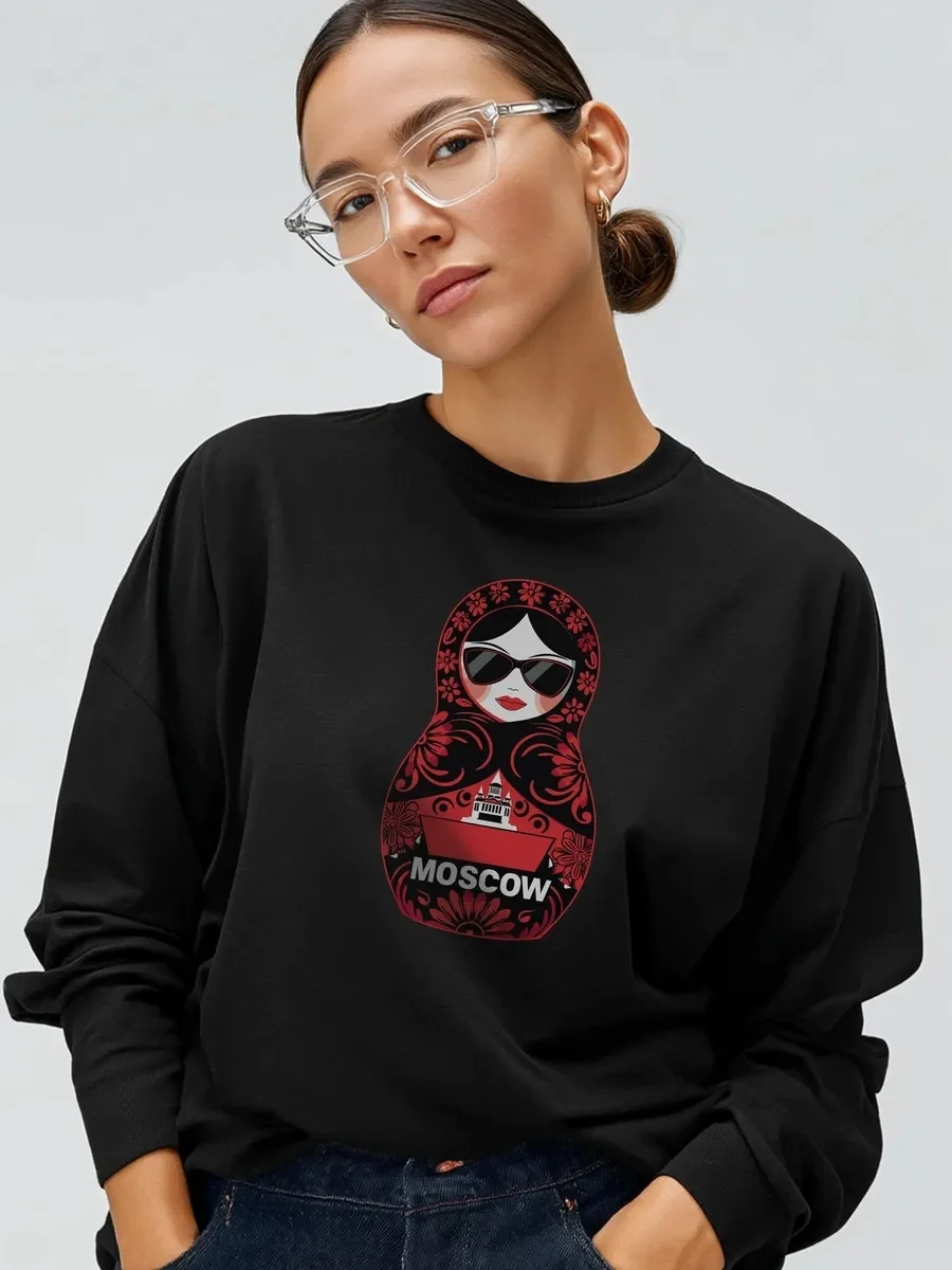 Faionable los bedrukt rond Ne Long Sve T-shirt Casual top Comfortabele pasvorm Damessweatshirt Herfst seizoenskleding