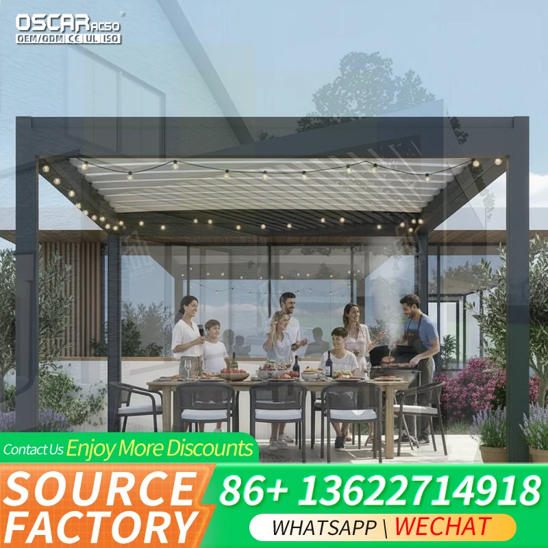 Low Moq Custom Outdoor Motorized Waterproof Pergola Bioclimatic Attached Aluminium Profile for Garden Patio Backyard pergola