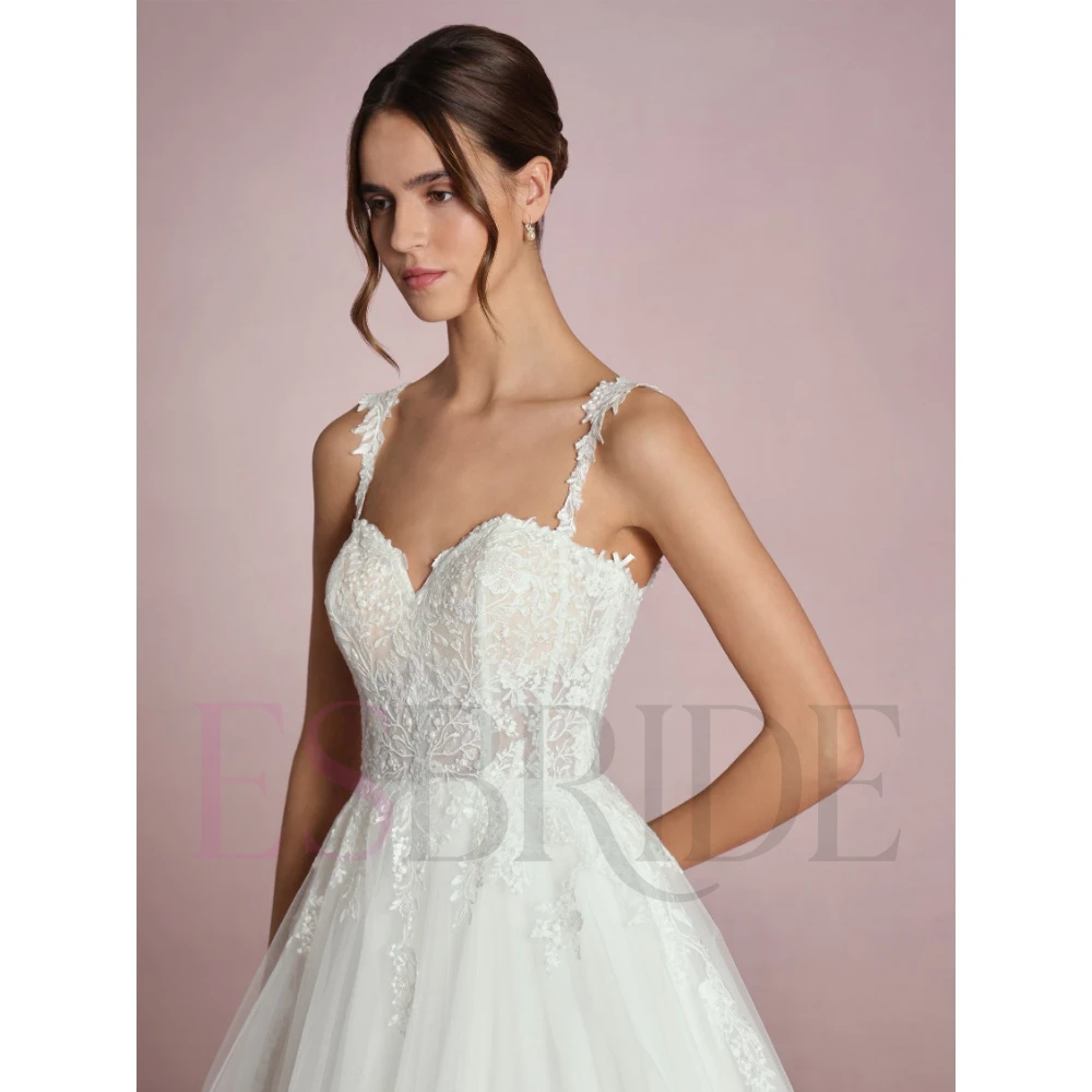 ESBRIDE Abito da sposa su misura Cinghie eleganti Abiti da sposa bianchi Appliques Abiti da festa formali senza maniche Abiti personalizzati
