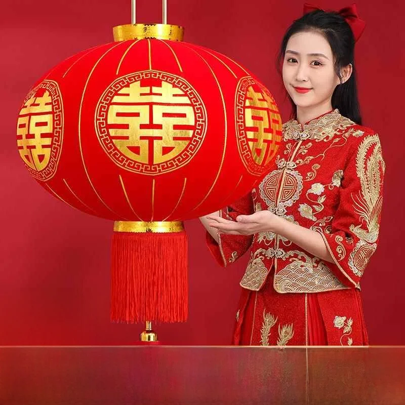 

Large Red Lantern Wedding Decoration Outdoor Yard Festive Hanging Ornament Chinese Style Marriage Celebration Accessories