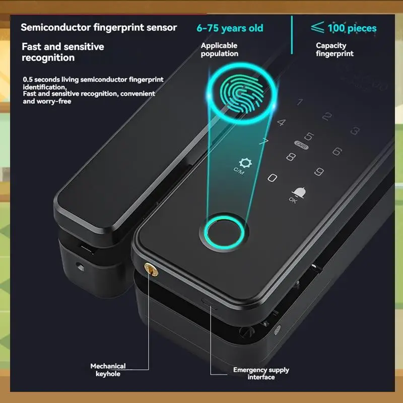 

Tuya Smart-Lock For Glass Door Wooden Door Bluetooth Tuya Biometric Fingerprint Lock Electronic Door Digital Lock-BAAX