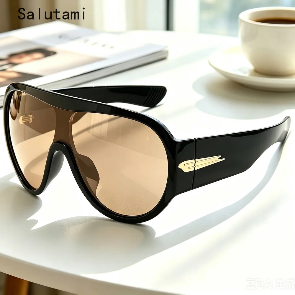 Super Big Frame One Piece Sunglasses for Women New Fashion Brand Mask Style Y2K Sun Glasses Men Retro Punk Cool Outdoor Eyewear