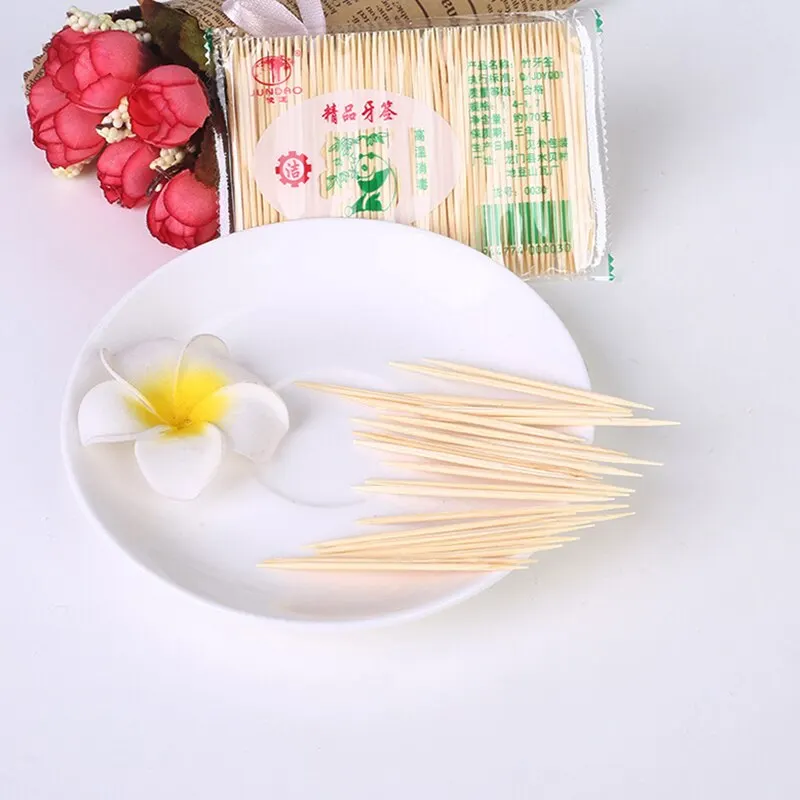 1000pcs Green Environmentally Friendly Bamboo Production Disposable Double-sided Fine Toothpicks Healthy Household Durable