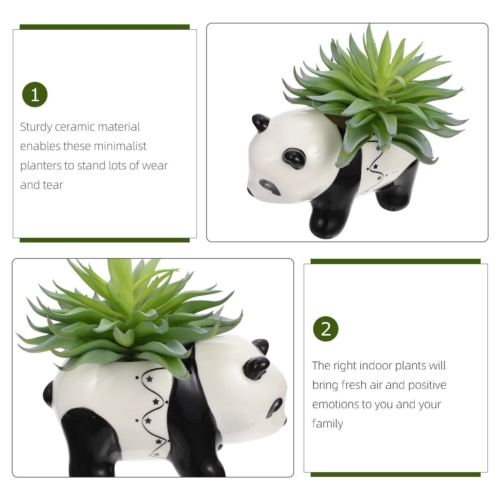 

Cartoon Ceramic Panda Flower Pot Succulent Planter Lightweight Compact Home Office Balcony Gardening Planting Container