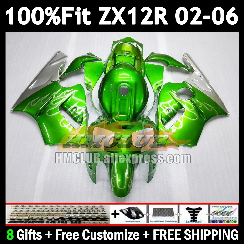 Injection For KAWASAKI NINJA ZX 12R 12 ZX-12R 2002 2003 2004 2005 2006 177No.21 1200CC ZX12R 02 light green 03 04 05 06 Fairing