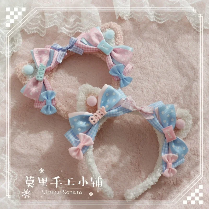 High quality lolita Cat Ear Harajuku cos headband kc Cute Headdress Sweet Dark Gothic lolita Hair Accessories