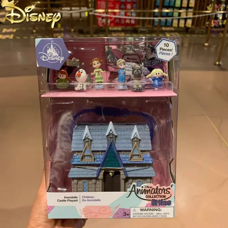 New Disney Frozen Girls Pretend Play Toys Bell Rapunzel Model Doll Ornaments Princess Mini Castle Girls Toys Birthday Gitfs