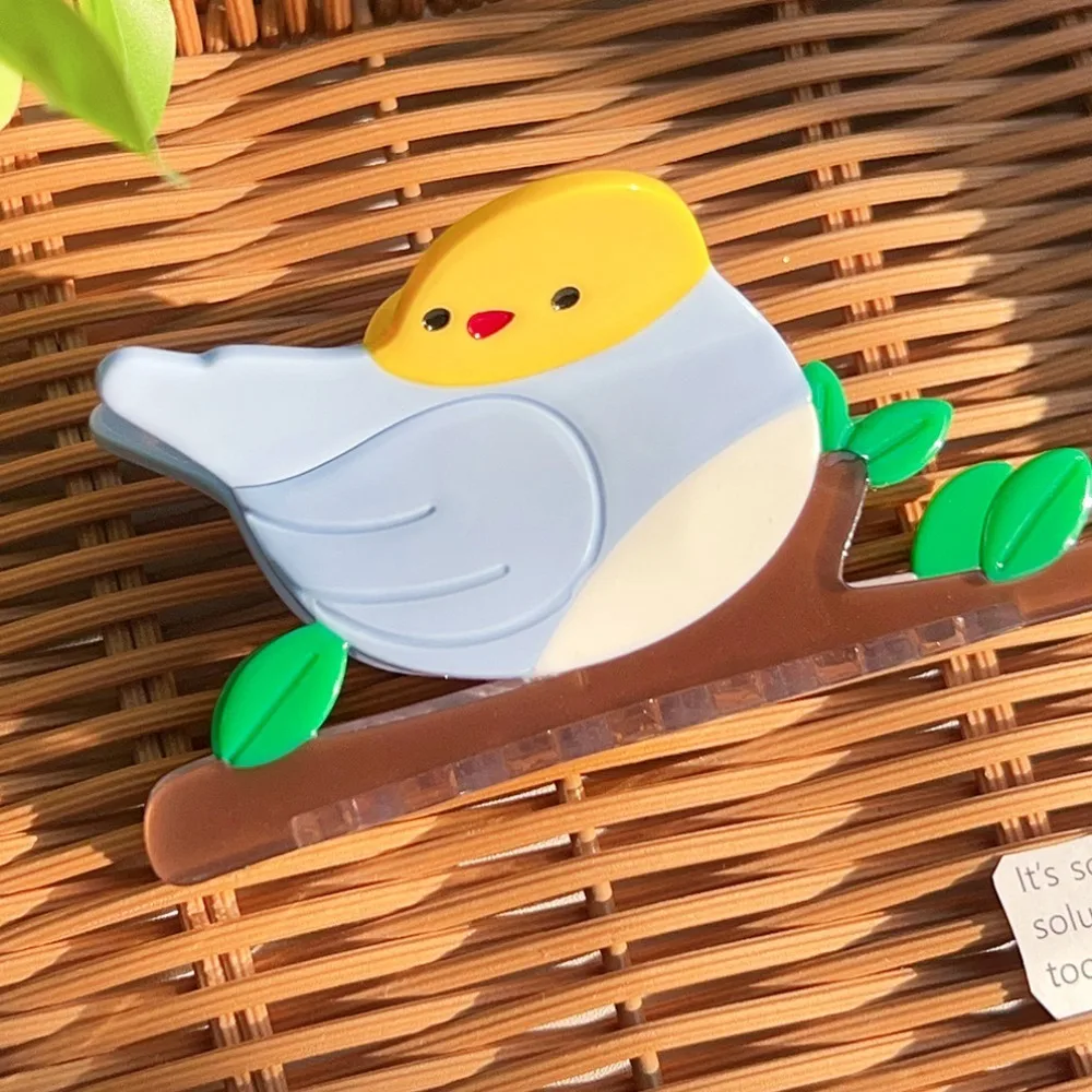 

Fashion Cartoon Bird Shark Clip Vintage Hairpin Woodpecker Hair Claw Acetic Acid Non-slip Acetate Shark Clip Wash Face
