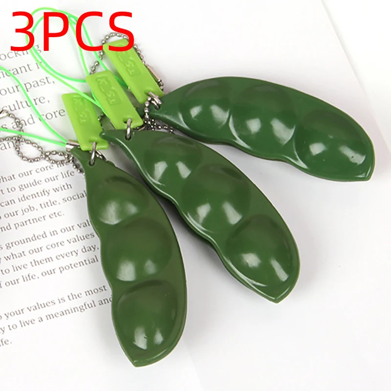 MiaLover Lot de 6 pendentifs Squeeze Toys Edamame en forme de haricot - Porte-clés - Squeeze Toys - Gadgets amusants - Réduit l'anxiété et le stress - Pour chaîne de téléphone portable