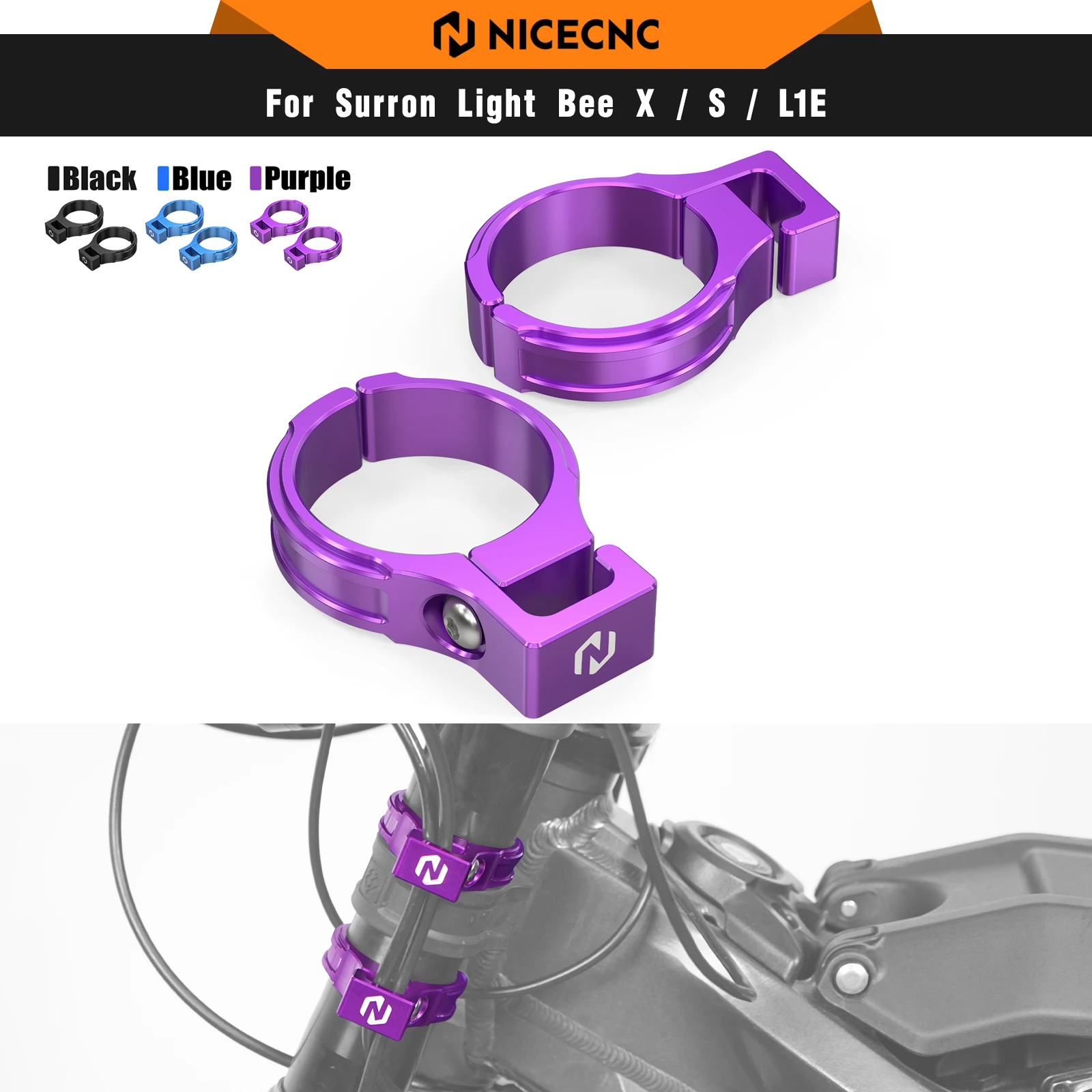 

NICECNC For Surron Light Bee X S L1E Electric Dirt Bike 2017-2025 Aluminum Brake Line Hose Clamp Holder For Segway X160 X260