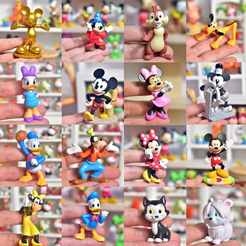 Kawaii Disney Mickey Mouse Minnie Mouse Donald Duck Daisy Duck Pluto Brutto Goofy Chip Action Figure Toys Dolls Collection Gifts