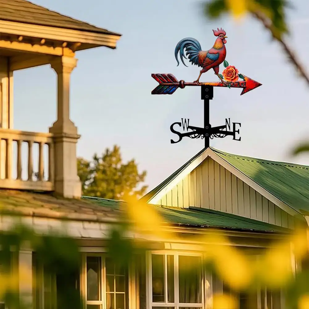 Chicken Weathervane, Metal Animal Weather Vane, Roof Mount Rooster Wind Vane for Outside Garden, Patio, Sheds Decoration view 4