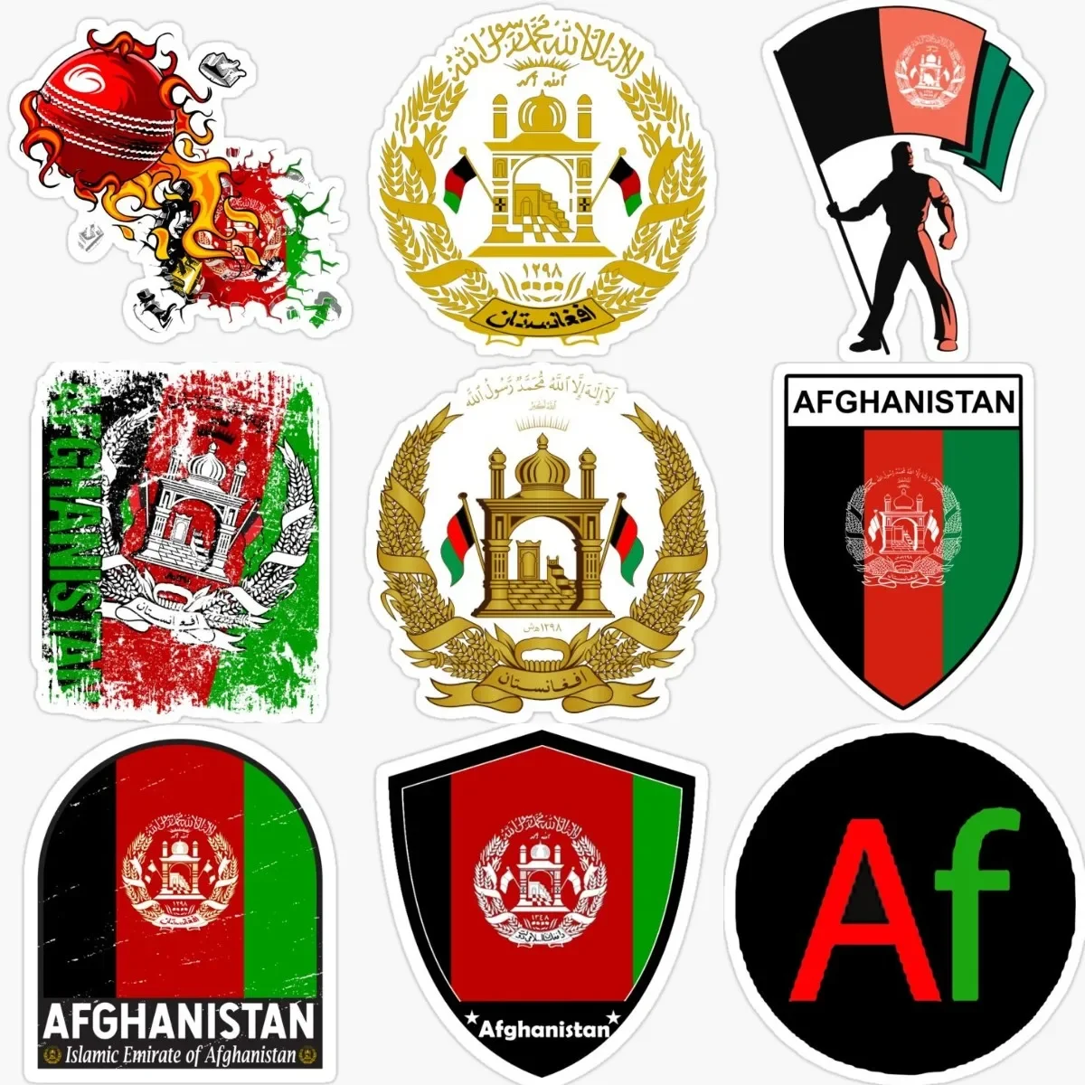 

Creative AF Afghanistan Flag Map National Emblem Creative PVC Sticker for Decorate Window Room Wall Car Van Truck Helmet Decal
