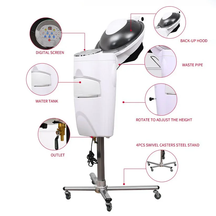 7 ไฟ Professional Salon Hairdressing อุปกรณ์โอโซนผม Steamer Micro Mist แสงอินฟราเรด Hair Spa Steamer