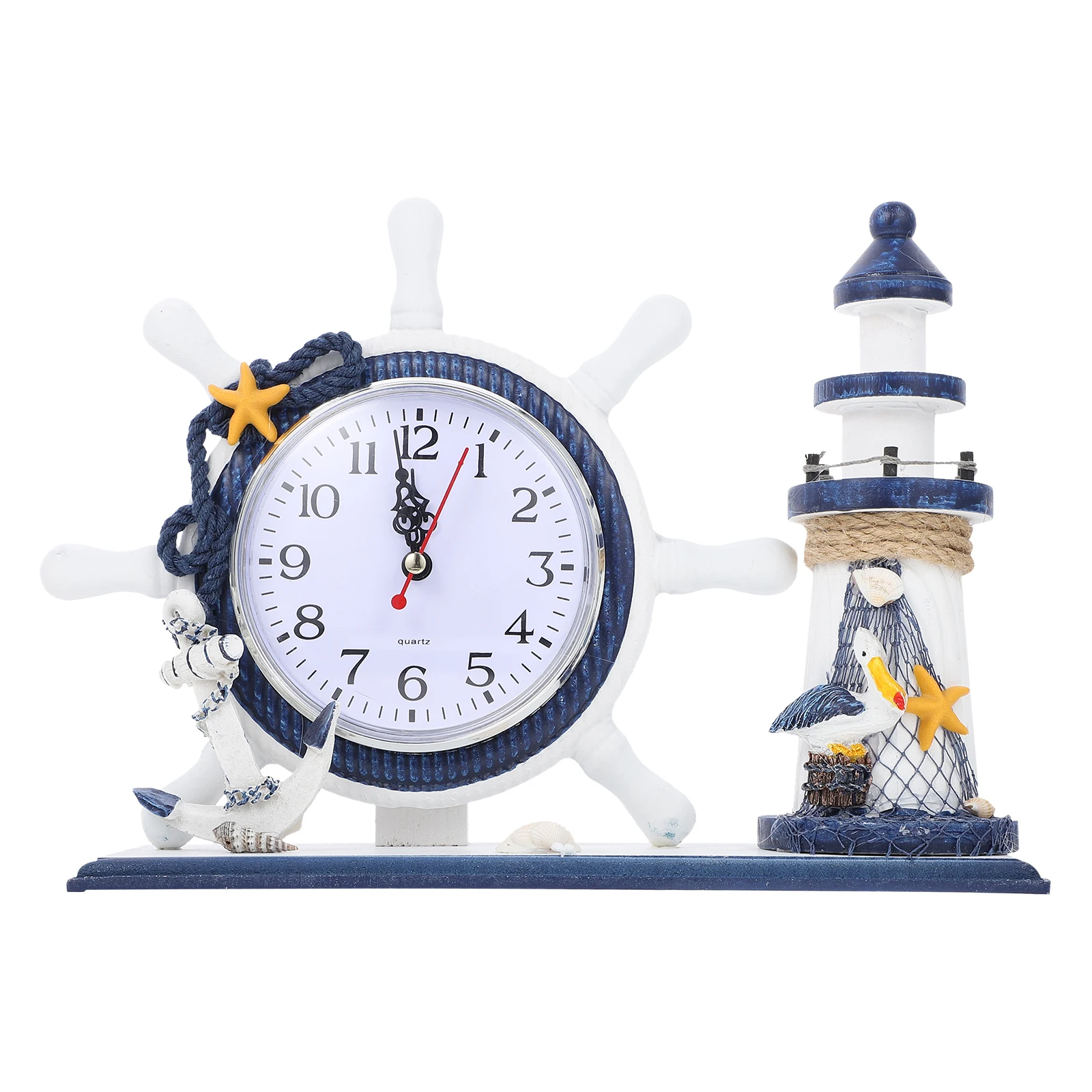 

Mediterranean Clock Lighthouse Ocean Style Household Decor Desktop Ornaments Living Room Table Showcase Vehicle Workplace