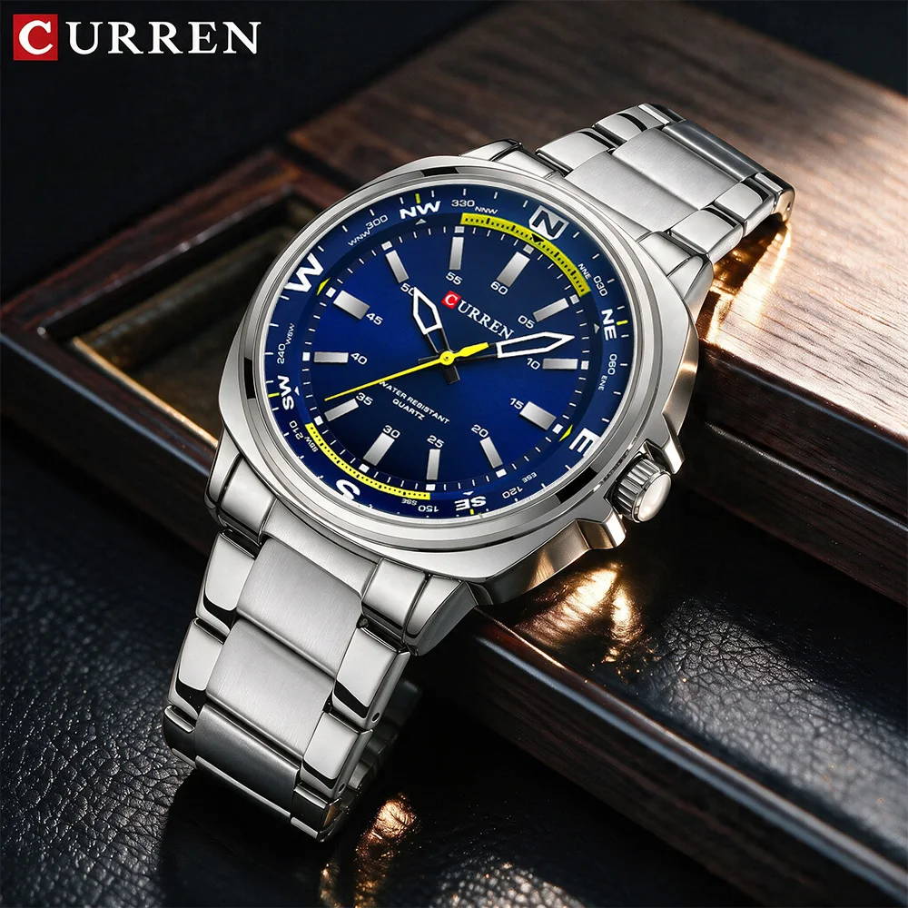 CURREN Originate Luxury Watch Business Waterproof Male Clock Luminous Date Stainless Steel Round Quartz Men Watch reloj hombre