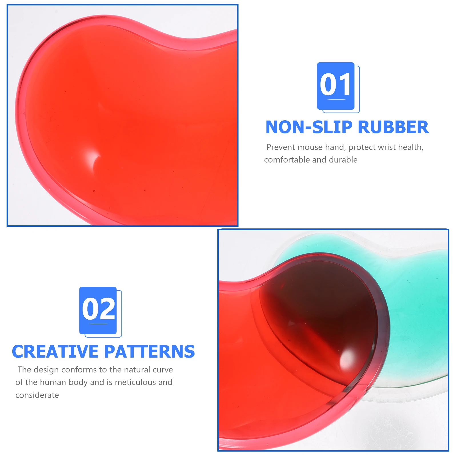 

2pcs Silicone Mouse Pad Wrist Rest Support Comfortable Premium Material Office Computer Laptop Use Mousepad Cushion