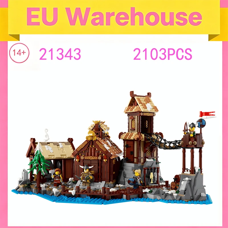 2103 pièces de blocs de construction du village viking, modèle de construction, jouet en briques compatible avec le set 21343, cadeau d'anniversaire ou de Noël pour adultes