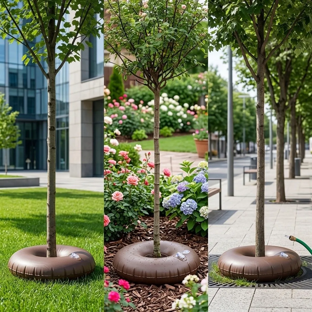 15 Gallon Inflatable Ring for Tree Irrigation Compatible with Standard Garden Hoses Supports Adjustable Flow Rate Control