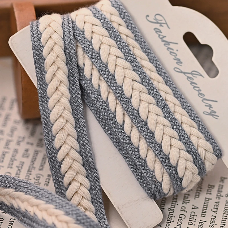 1.5CM Wide Color Cotton Braid Weaved Ribbon Frills Lace Collar Trim Fringe For Curtains Apparel Fabric Headwear Sewing DIY Craft