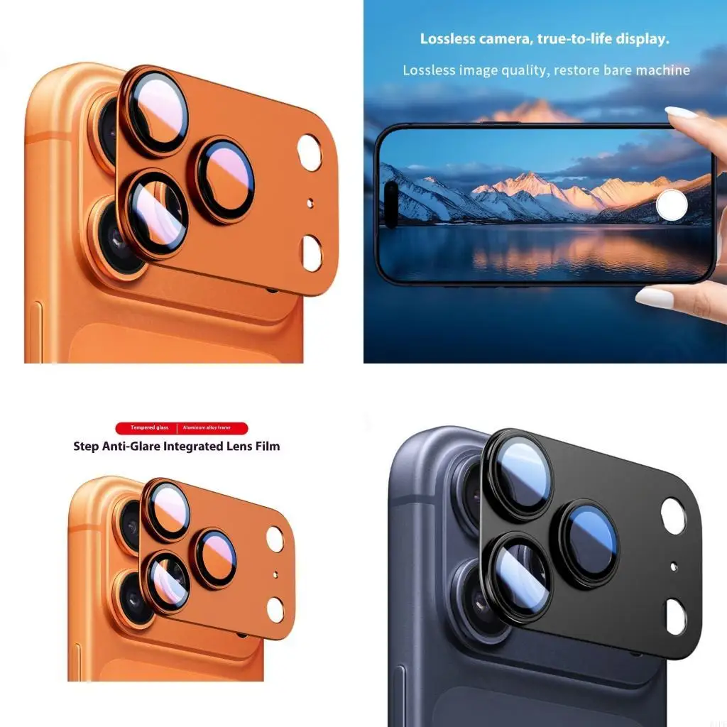 E1PF Matte Finish Camera Cover Guard Anti Fingerprint Drop Proof Film Design For Phone Shockproof Design Aluminum Alloy Frame