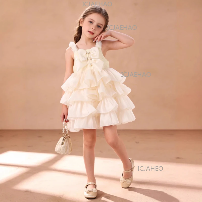 2026 Children Girls Dress Kids Sleeveless Tutu Cake Skirt Pageant Party Outfit Vestido Costume Summer New Baby Princess Gown