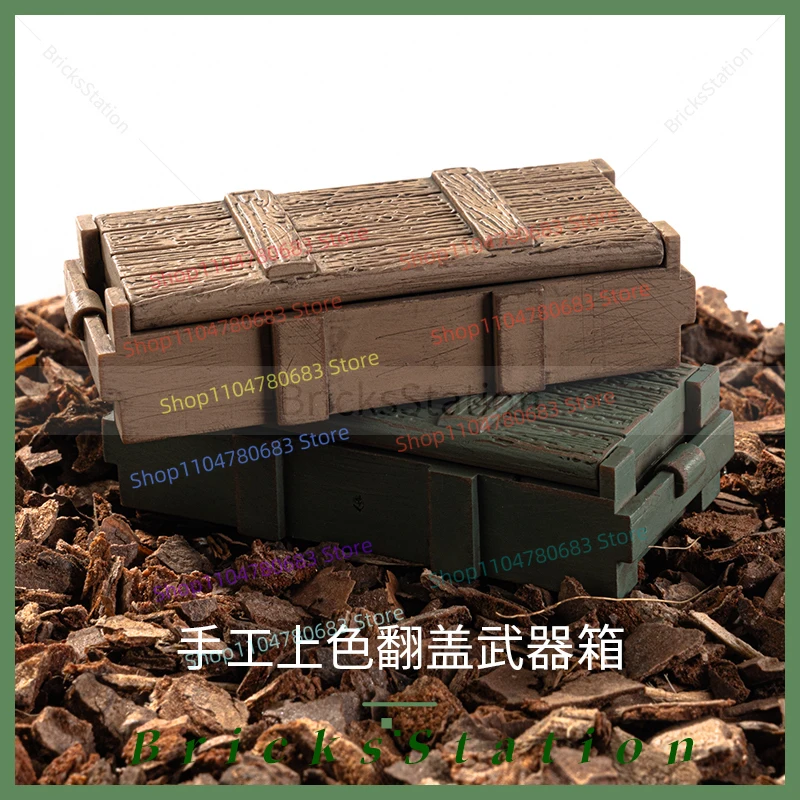 MOC Military Building Blocks Doll Mini Doll Accessories Flip Box Gun Shell Storage Box Toy Gift Ornaments Collection.