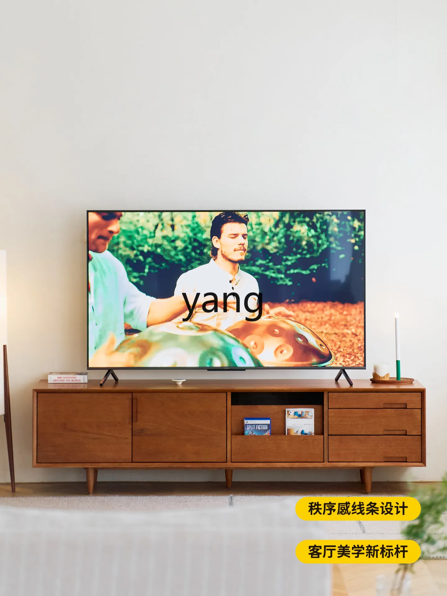 

LH TV cabinet, solid wood retro cherry wood living room storage small apartment